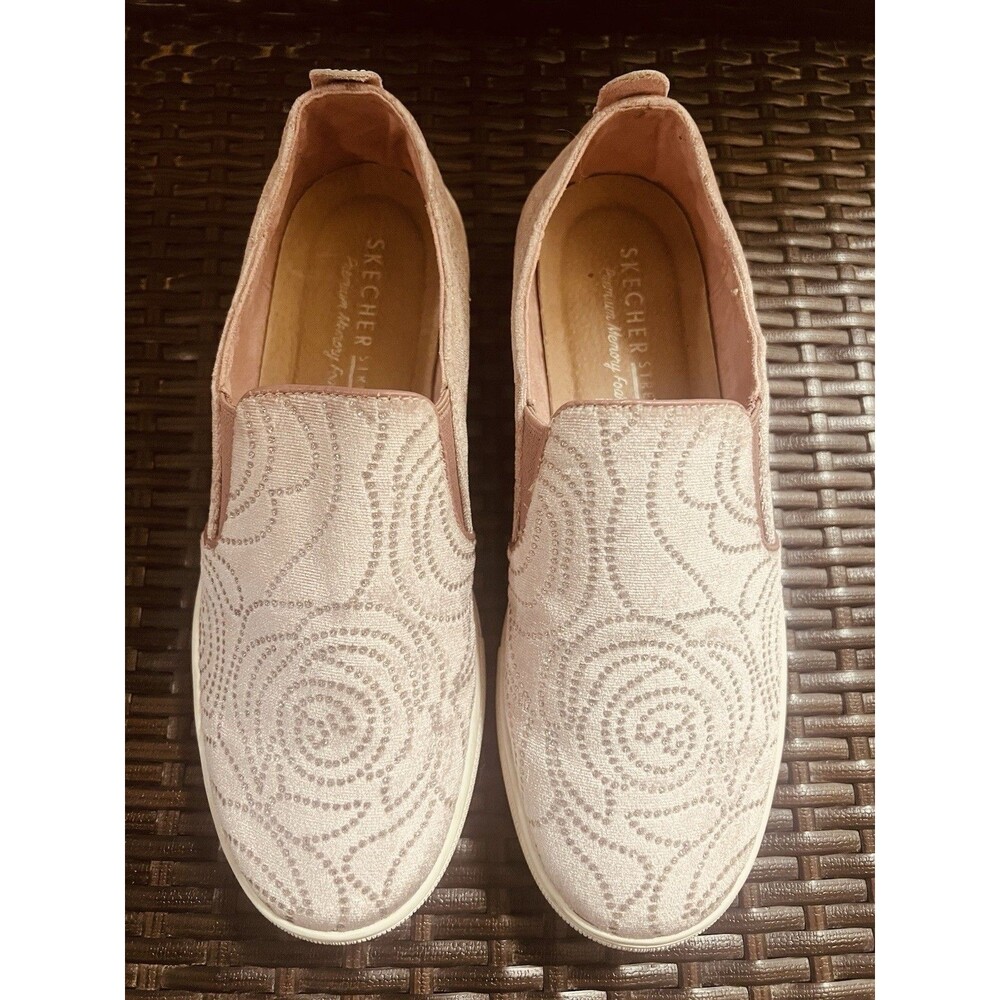 Skechers Street Moda Rosie Slip On Sneakers Pink Rhinestone Rose Womens 7.5